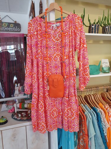 Kleid, orange/pink, Zwillingsherz