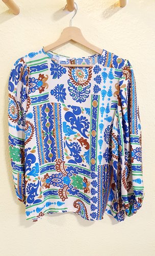 Bluse blau/grün  gemustertustert