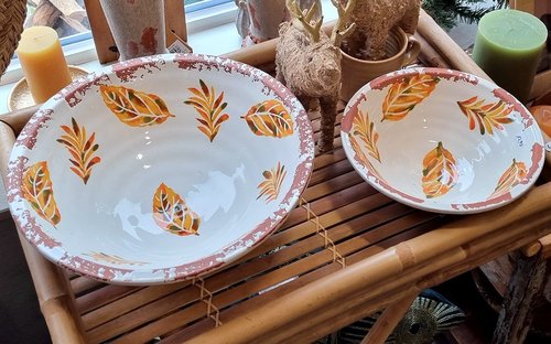Schale Keramik Blätter 35 cm