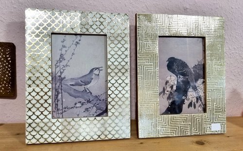 Bilderrahmen gold/weiß 14 x 8 cm